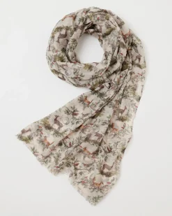 Lightweight Scarves-Fable England A Night's Tale Woodland Crystal Grey Light Weight Scarf