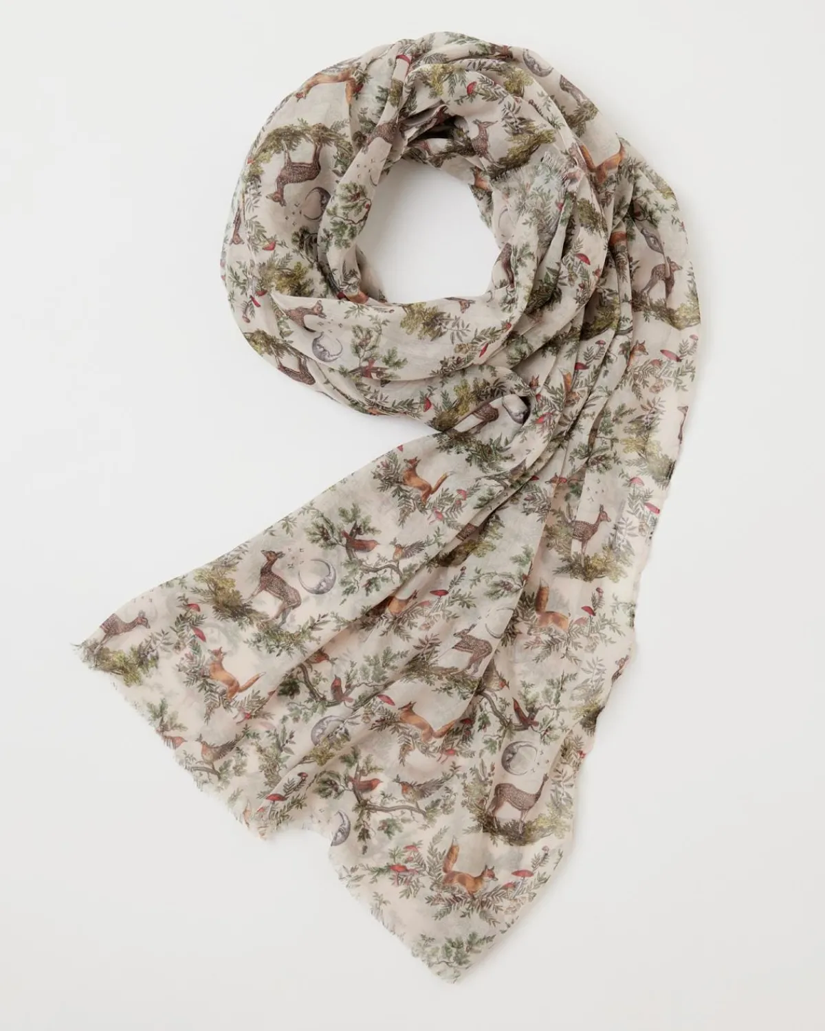 Lightweight Scarves-Fable England A Night's Tale Woodland Crystal Grey Light Weight Scarf