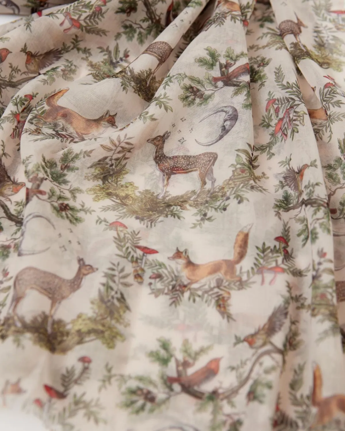 Lightweight Scarves-Fable England A Night's Tale Woodland Crystal Grey Light Weight Scarf