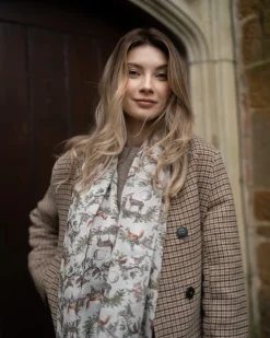 Lightweight Scarves-Fable England A Night's Tale Woodland Crystal Grey Light Weight Scarf