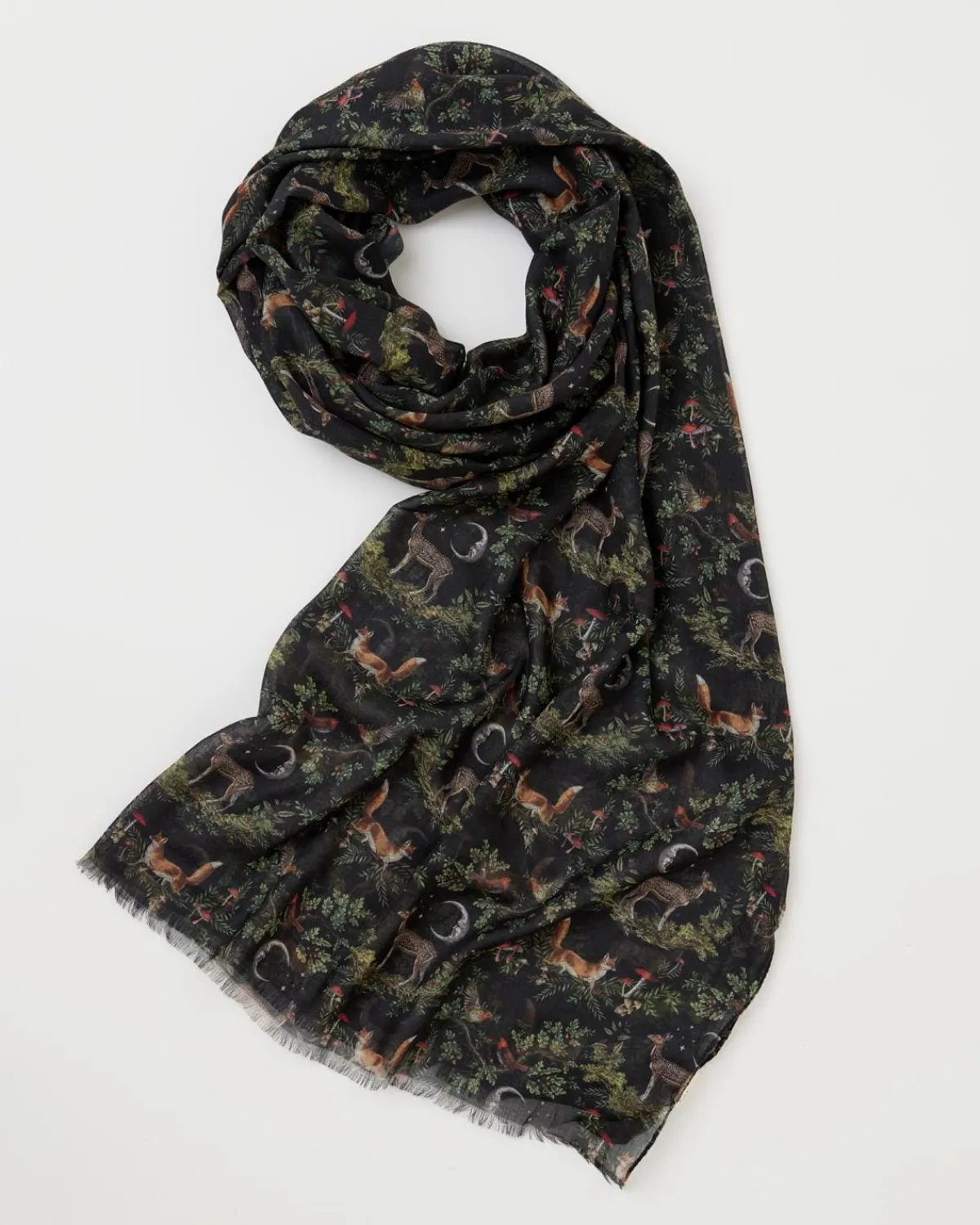 Lightweight Scarves-Fable England A Night's Tale Woodland Midnight Light Weight Scarf