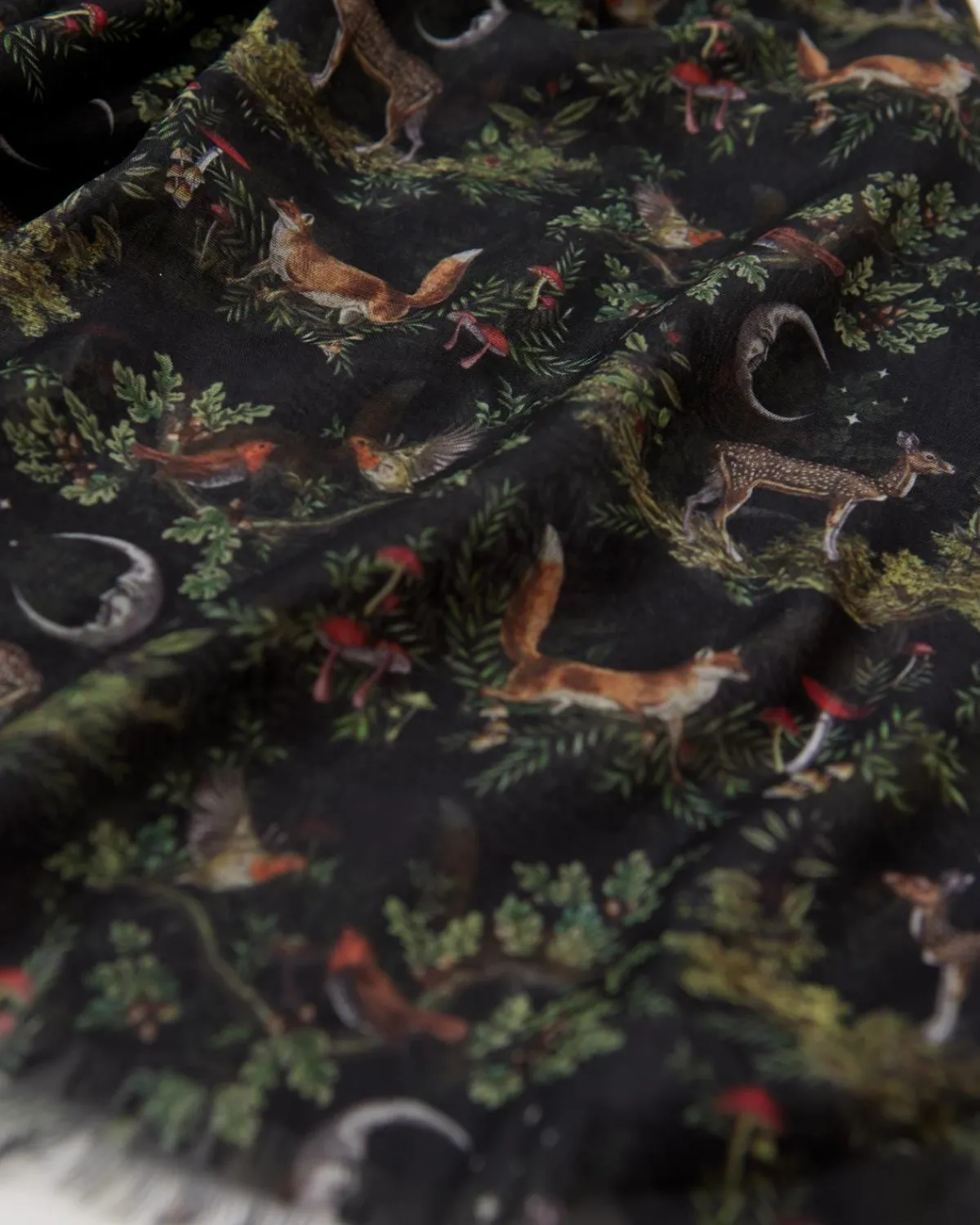 Lightweight Scarves-Fable England A Night's Tale Woodland Midnight Light Weight Scarf
