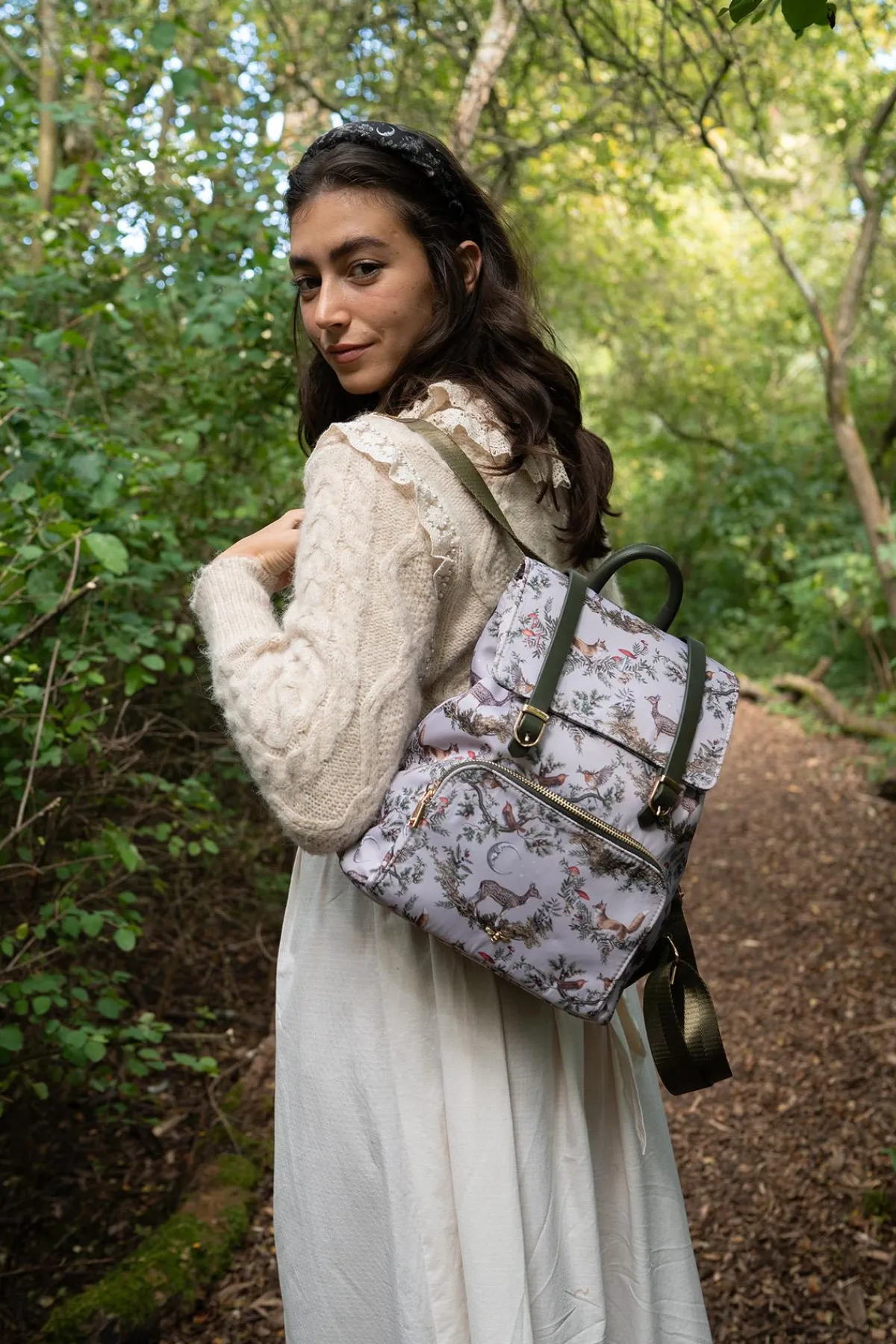 Backpacks-Fable England A Night's Tale Woodland Small Backpack - Crystal Grey
