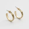 Earrings-Fable England Acorn Leaf & Pearl Hoop Earrings