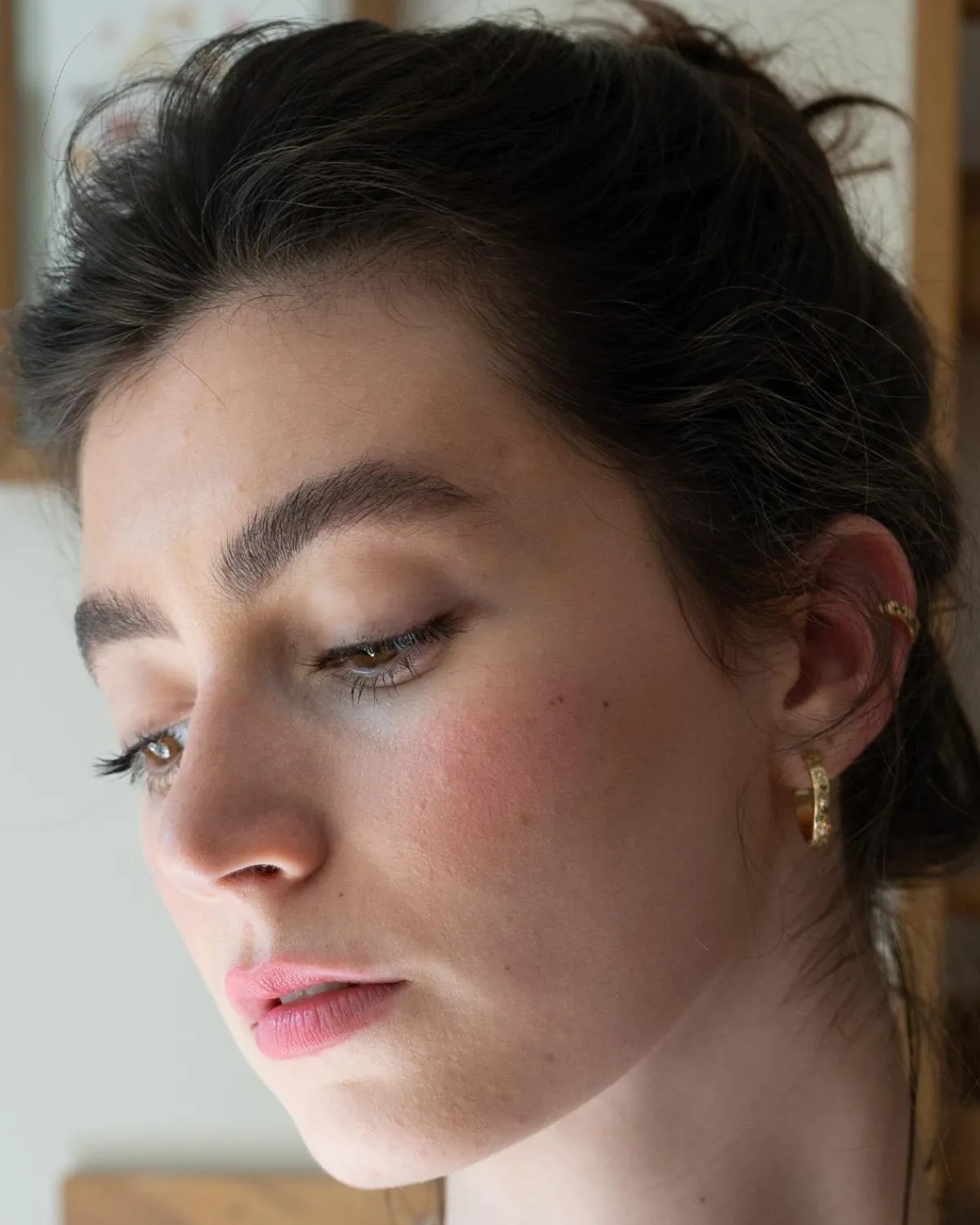 Earrings-Fable England Acorn Leaf & Pearl Hoop Earrings