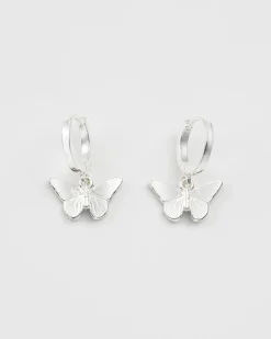 Silver Jewelry|Earrings-Fable England Blue Butterfly Silver Earrings