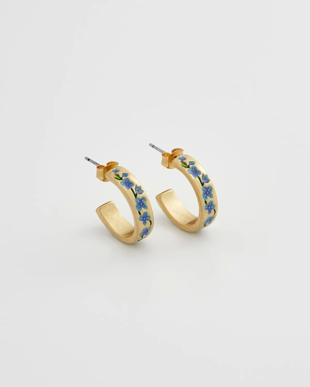 Earrings-Fable England Blue Forget-Me-Not Hoop Earings