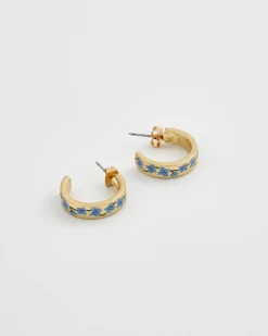 Earrings-Fable England Blue Forget-Me-Not Hoop Earings