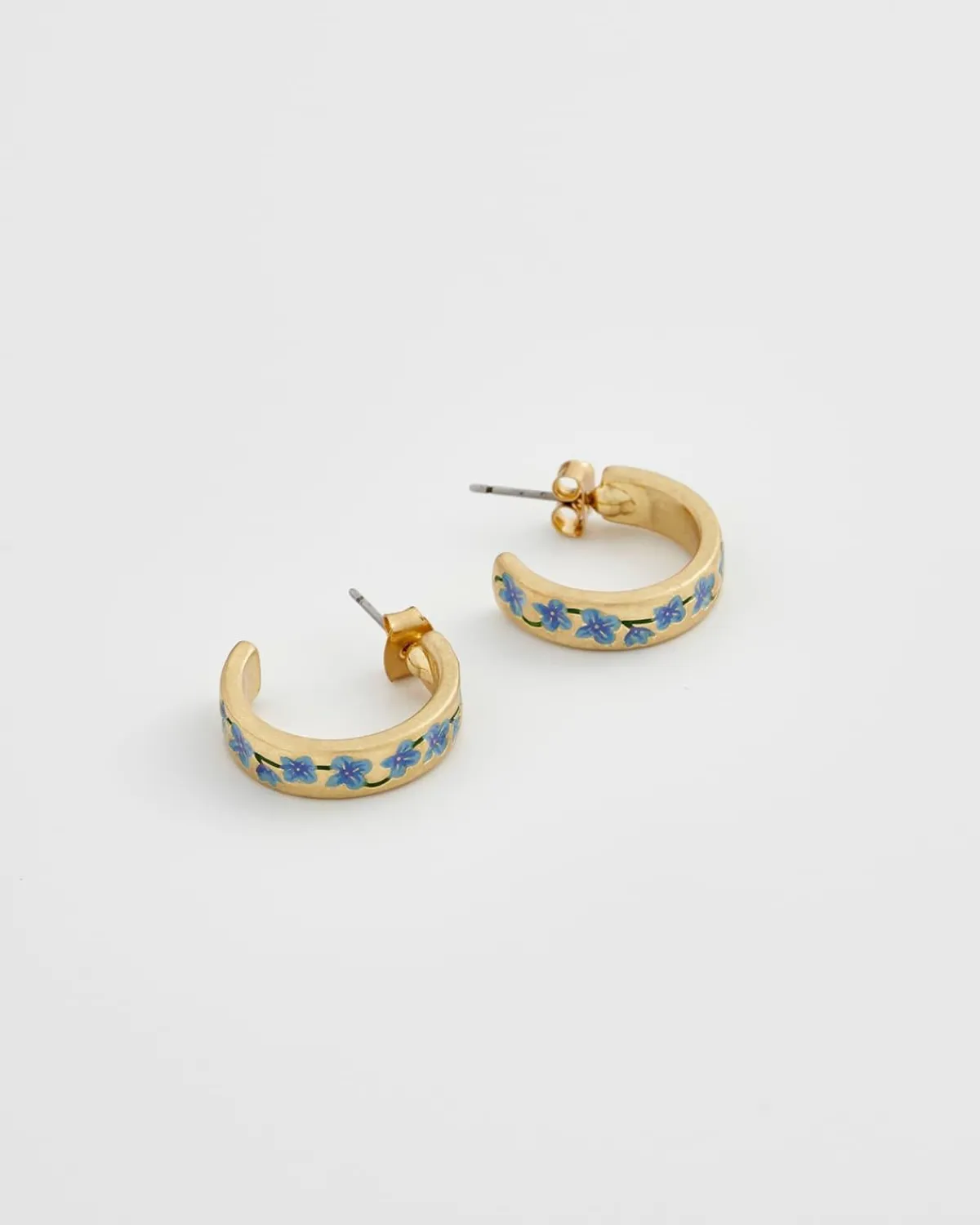 Earrings-Fable England Blue Forget-Me-Not Hoop Earings