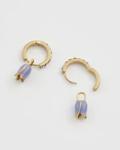 Earrings-Fable England Bluebell Charm Huggie Earrings