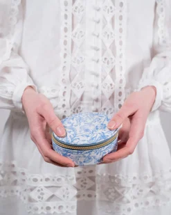 Jewelry Boxes-Fable England Bunny Blues Oval Jewelry Box