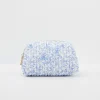 Pouches|Makeup Bags-Fable England Bunny Blues Small Quilted Makeup Bag