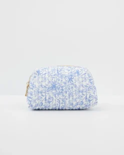 Pouches|Makeup Bags-Fable England Bunny Blues Small Quilted Makeup Bag