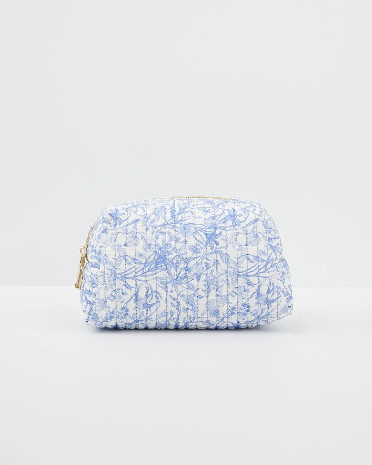 Pouches|Makeup Bags-Fable England Bunny Blues Small Quilted Makeup Bag