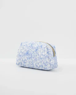 Pouches|Makeup Bags-Fable England Bunny Blues Small Quilted Makeup Bag