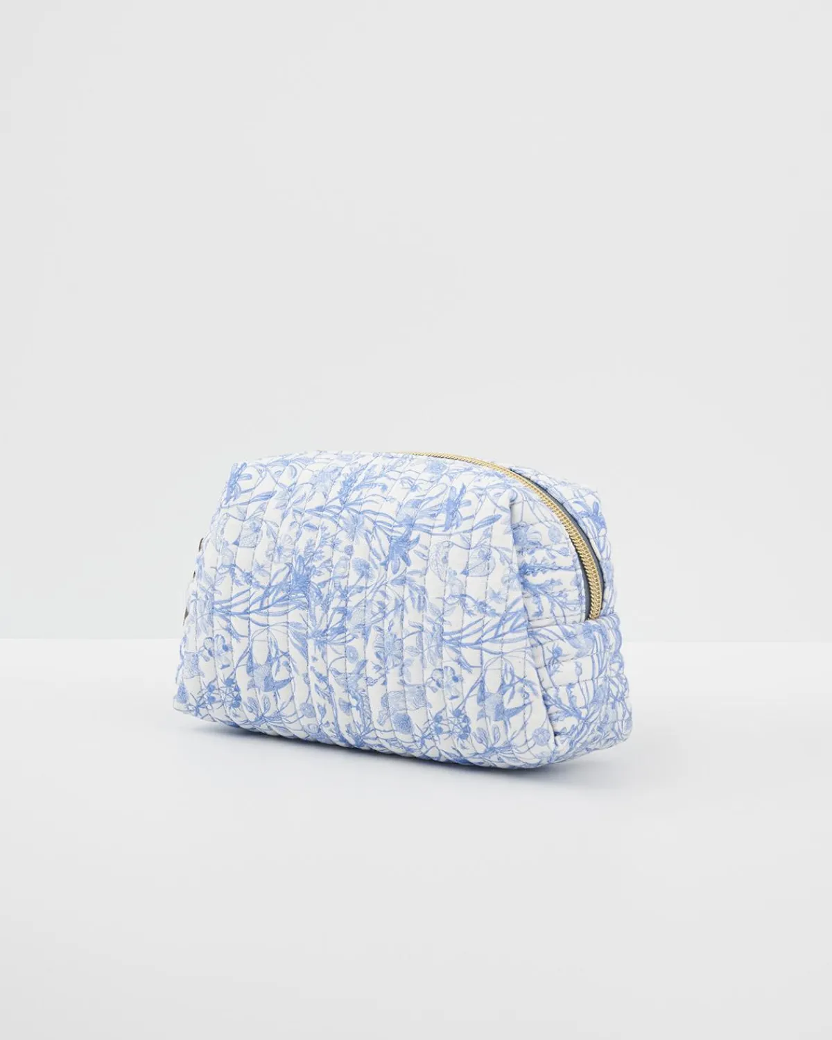 Pouches|Makeup Bags-Fable England Bunny Blues Small Quilted Makeup Bag