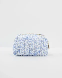 Pouches|Makeup Bags-Fable England Bunny Blues Small Quilted Makeup Bag