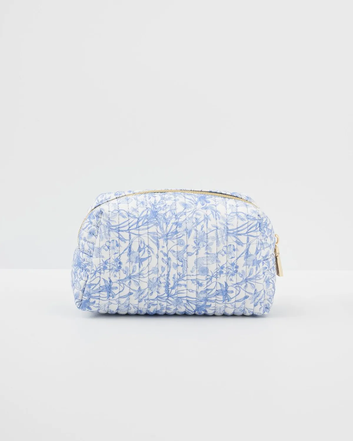 Pouches|Makeup Bags-Fable England Bunny Blues Small Quilted Makeup Bag