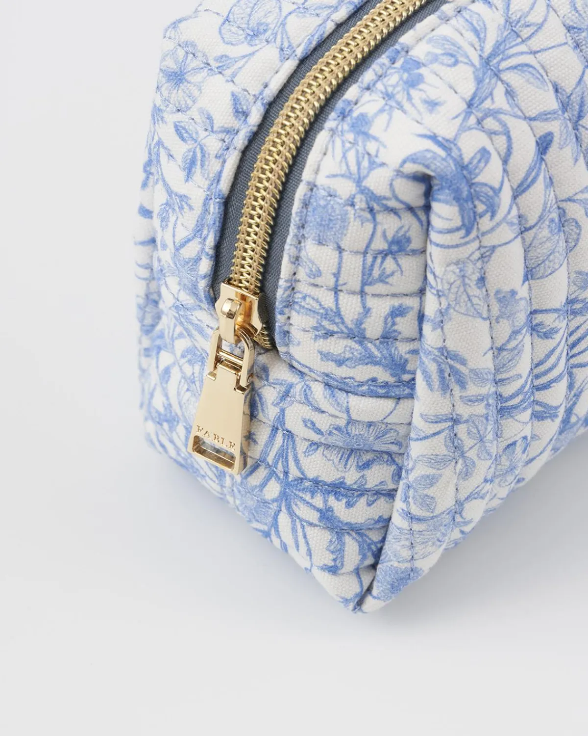 Pouches|Makeup Bags-Fable England Bunny Blues Small Quilted Makeup Bag