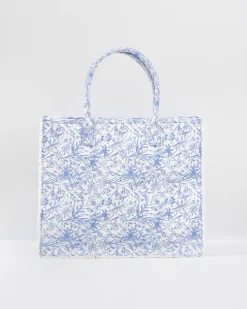 Shoulder Bags|Tote Bags-Fable England Bunny Blues Structured Tote