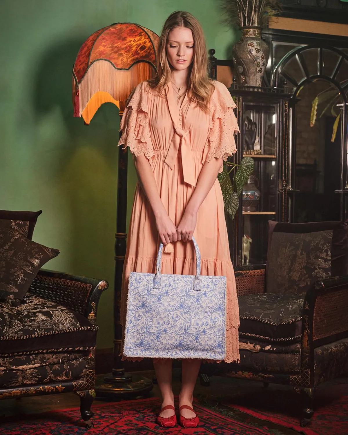 Shoulder Bags|Tote Bags-Fable England Bunny Blues Structured Tote