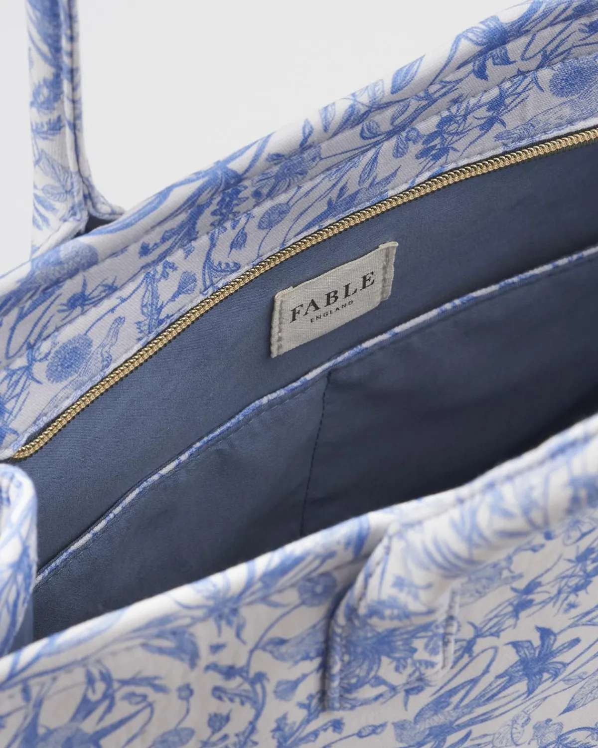 Shoulder Bags|Tote Bags-Fable England Bunny Blues Structured Tote