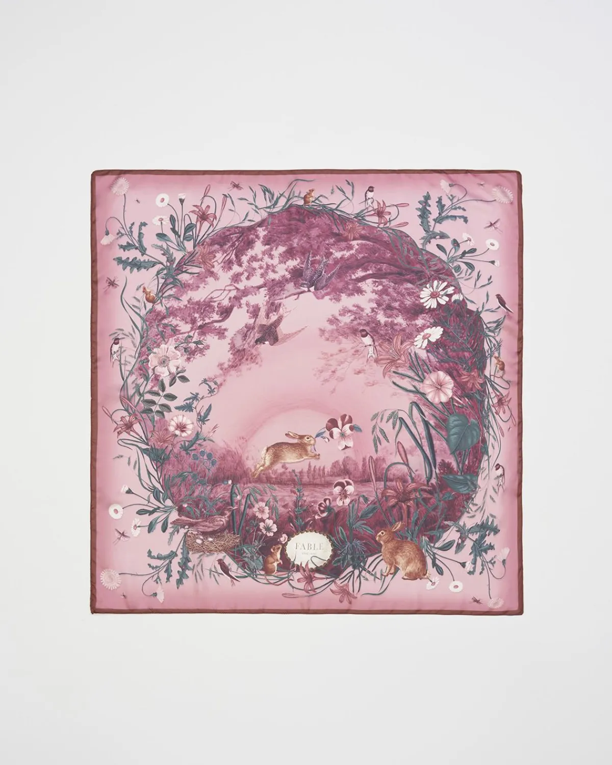 Square Scarves-Fable England Bunny Narrative Square Scarf