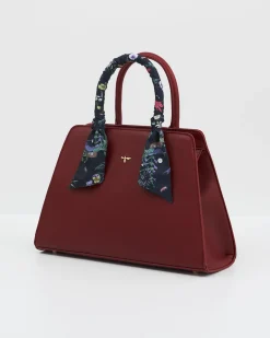 Cross Body Bags|Tote Bags-Fable England Burgundy Large Structured Tote