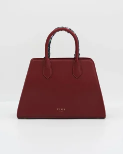 Cross Body Bags|Tote Bags-Fable England Burgundy Large Structured Tote