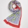 Lightweight Scarves-Fable England Catherine Rowe Pet Portraits Pug Blue Lightweight Scarf