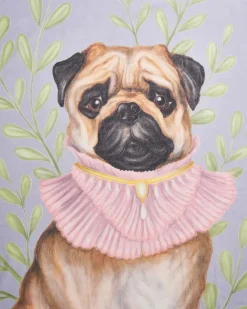 Lightweight Scarves-Fable England Catherine Rowe Pet Portraits Pug Blue Lightweight Scarf
