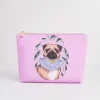 Pouches-Fable England Catherine Rowe Pet Portraits Pug Pink Cotton Pouch