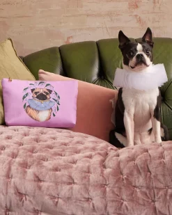 Pouches-Fable England Catherine Rowe Pet Portraits Pug Pink Cotton Pouch