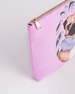 Pouches-Fable England Catherine Rowe Pet Portraits Pug Pink Cotton Pouch