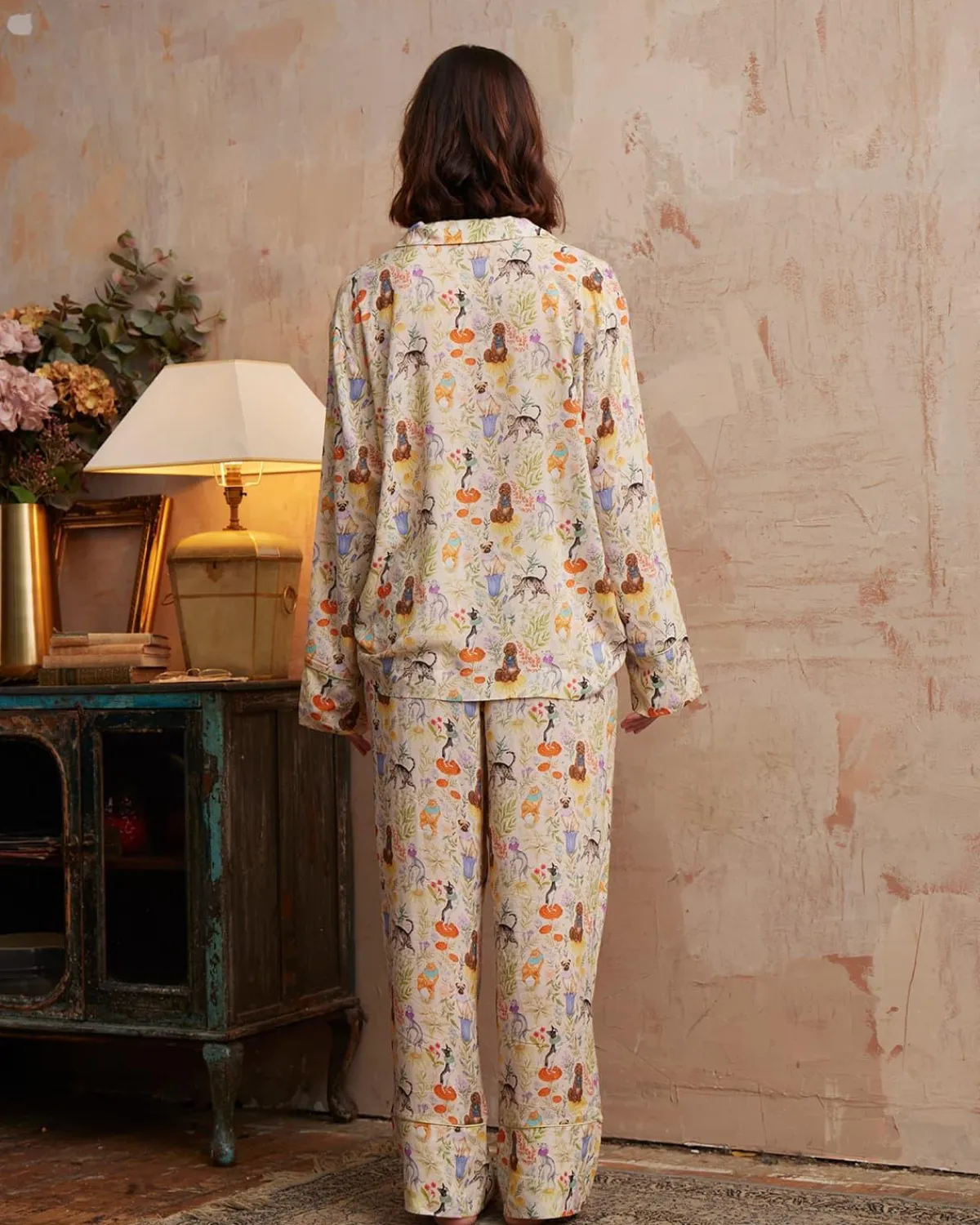 Pajamas-Fable England Catherine Rowe Pet Portraits Margarita Green Long Pajamas