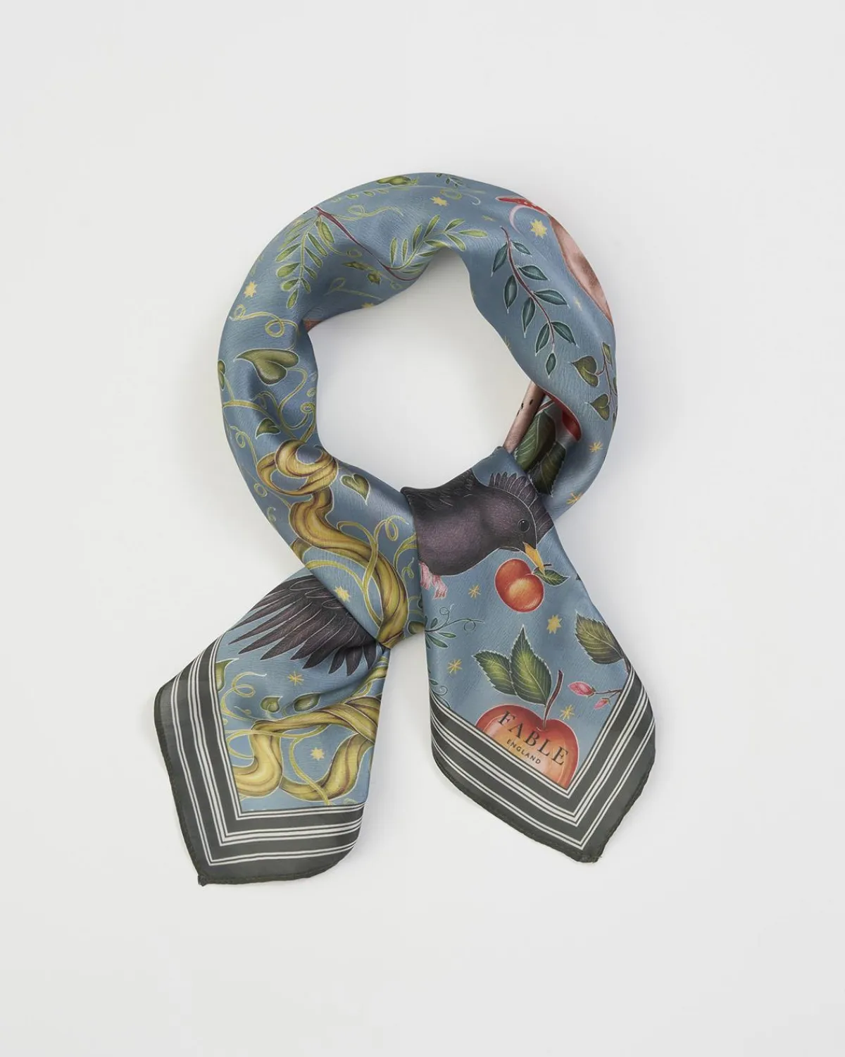 Square Scarves|Lightweight Scarves-Fable England Catherine Rowe's Into The Woods Square Scarf Teal