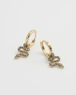 Earrings-Fable England Celestial Snake Huggie Earrings