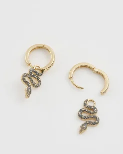 Earrings-Fable England Celestial Snake Huggie Earrings