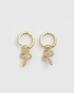 Earrings-Fable England Celestial Snake Huggie Earrings