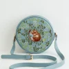 Cross Body Bags|Embroidered Bags-Fable England Chloe Circle Bag Embroidered Dormouse Blue