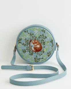 Cross Body Bags|Embroidered Bags-Fable England Chloe Circle Bag Embroidered Dormouse Blue