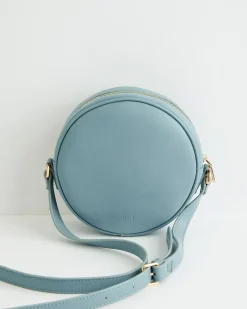 Cross Body Bags|Embroidered Bags-Fable England Chloe Circle Bag Embroidered Dormouse Blue