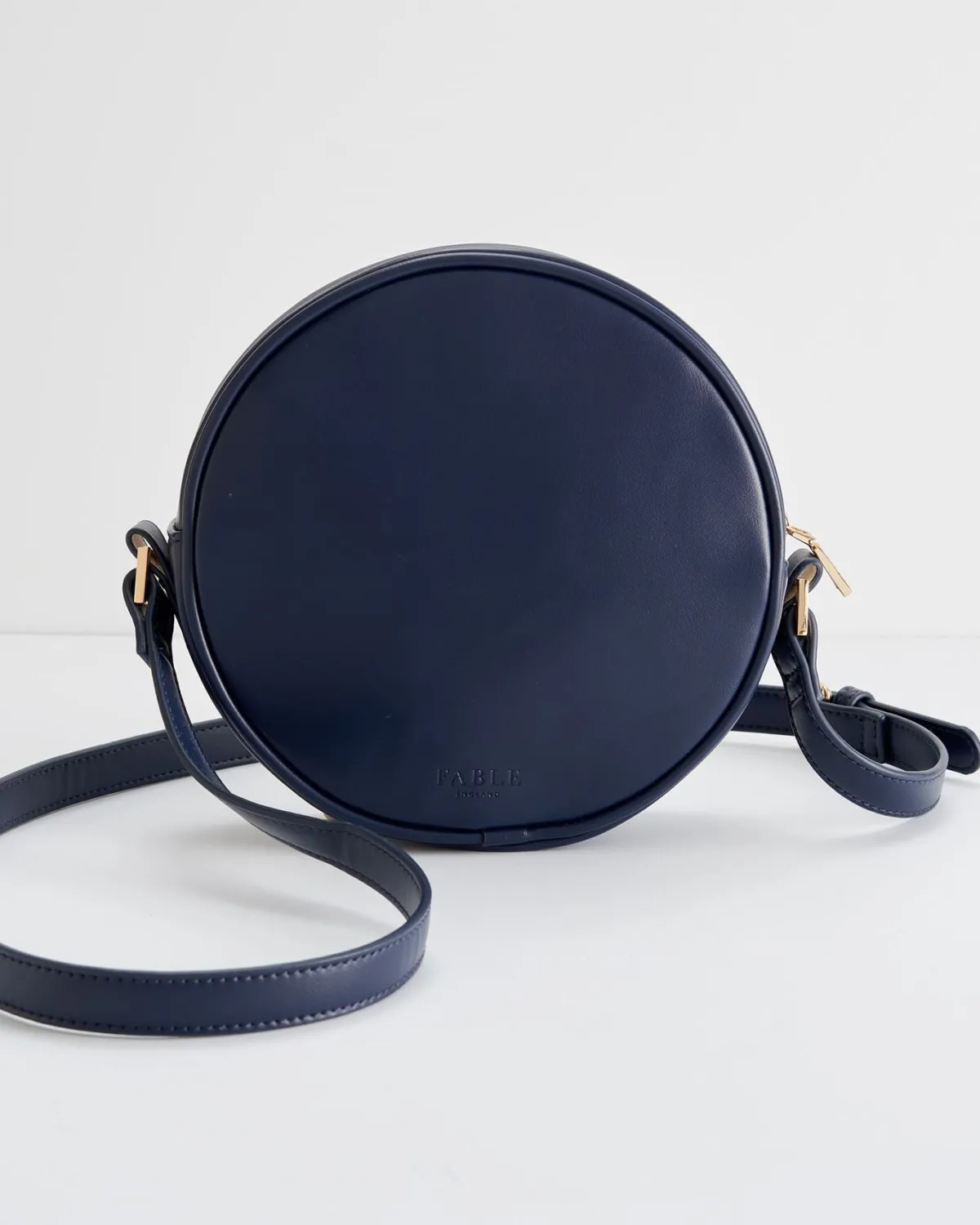 Cross Body Bags|Embroidered Bags-Fable England Chloe Giordani Dormouse Embroidered Round Saddle Bag - Navy