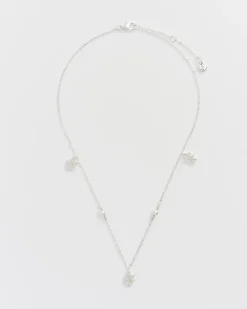 Silver Jewelry|Necklaces-Fable England Cobweb & Pearl Necklace Silver