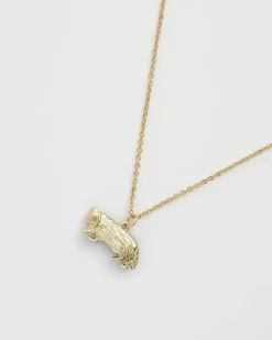 Necklaces-Fable England Cozy Badger Charm Necklace