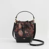 Cross Body Bags-Fable England Deco Bloom Black Bucket Purse