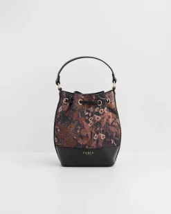 Cross Body Bags-Fable England Deco Bloom Black Bucket Purse