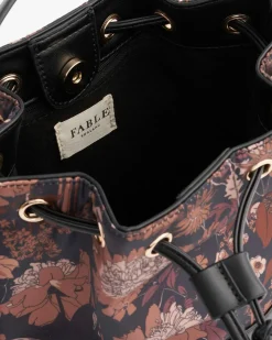 Cross Body Bags-Fable England Deco Bloom Black Bucket Purse