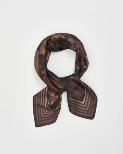 Square Scarves-Fable England Deco Bloom Black Square Scarf