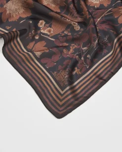 Square Scarves-Fable England Deco Bloom Black Square Scarf